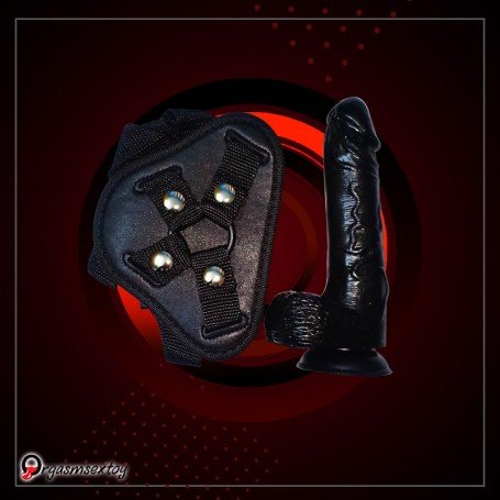 Strap On Dildo Harness with Big Black Dildo Vibrator SO-027